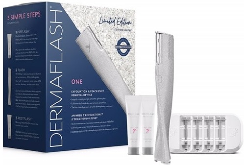 DERMAFLASH ONE Facial Exfoliation Device - Silver Sparkle - Limited Edition